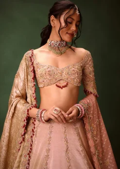 Pink Raw Silk Hand Work Lehenga Choli With Dupatta