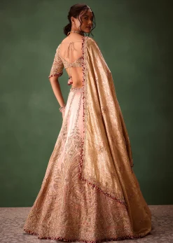 Pink Raw Silk Hand Work Lehenga Choli With Dupatta