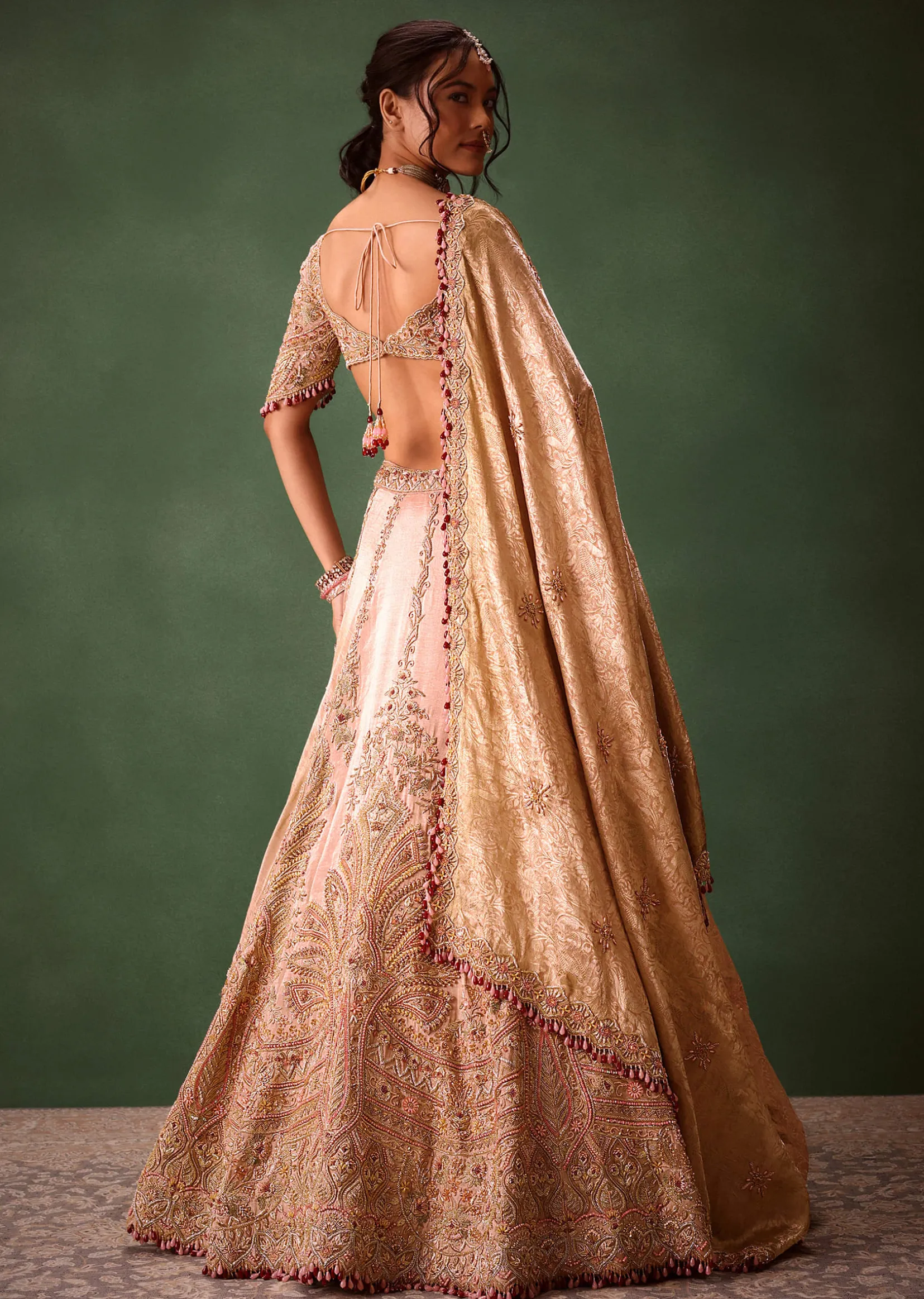 Pink Raw Silk Hand Work Lehenga Choli With Dupatta