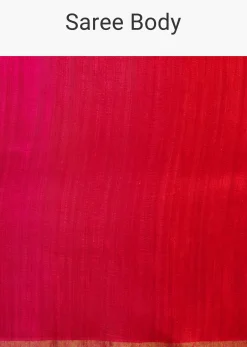 Pink Red Kora Silk Handloom Saree With Woven Traditional Motif