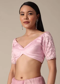 Pink Saree With Cut Dana Embellished Border Work