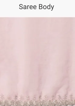 Pink Saree With Cut Dana Embellished Border Work