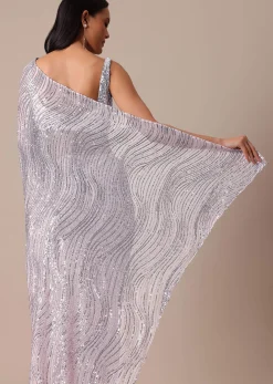 Pink Sequin Shimmer Saree With Blouse