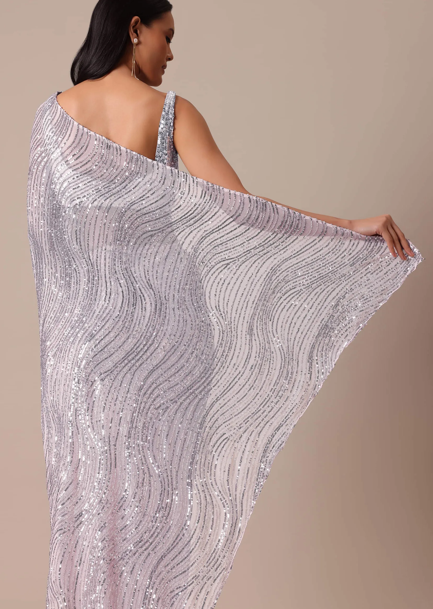 Pink Sequin Shimmer Saree With Blouse