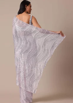 Pink Sequin Shimmer Saree With Blouse