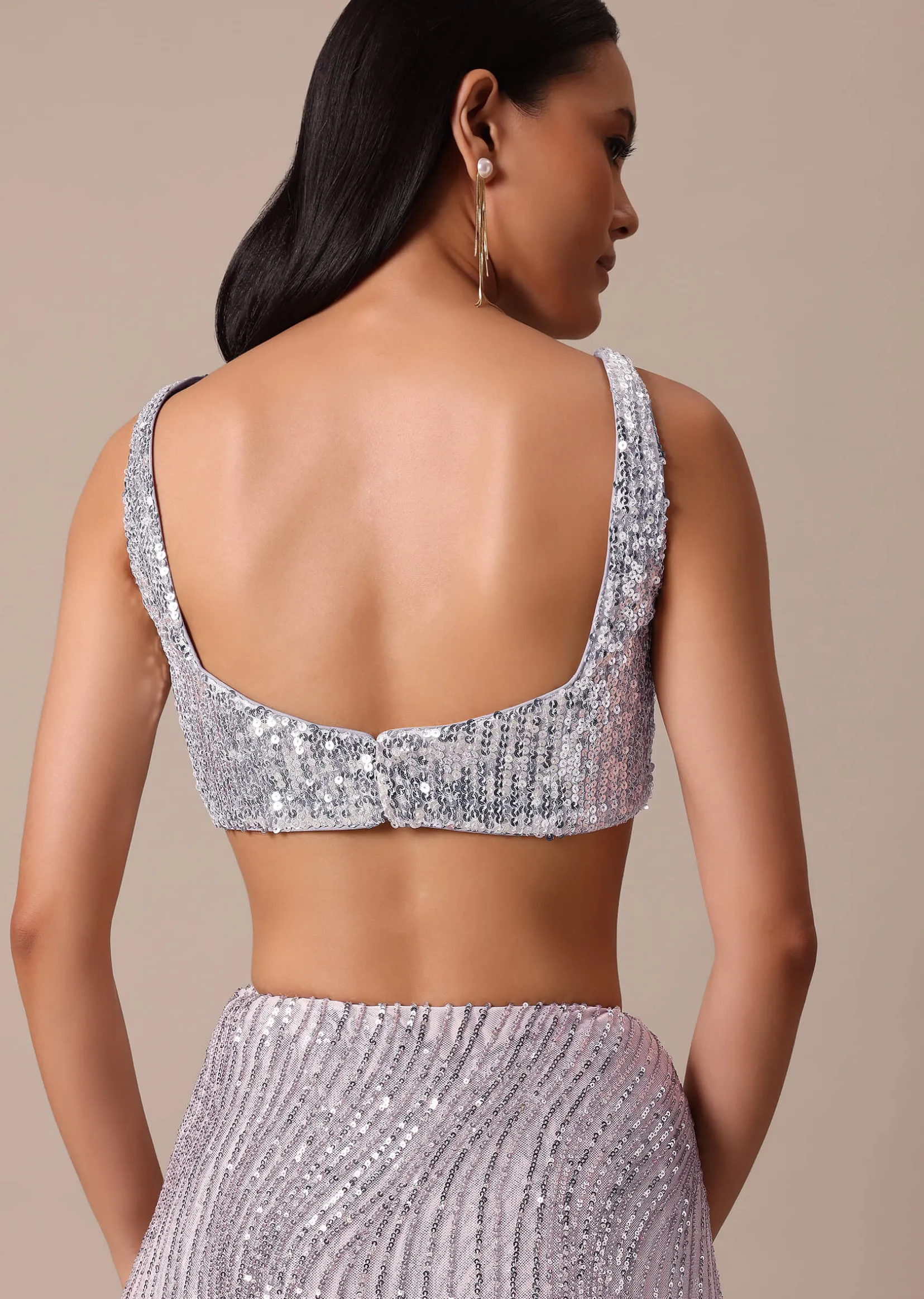 Pink Sequin Shimmer Saree With Blouse
