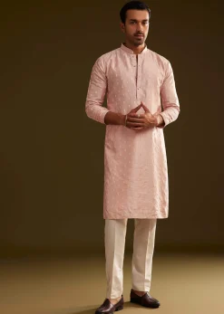 Pink Silk Embroidered Kurta Set
