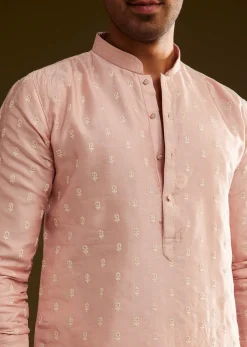 Pink Silk Embroidered Kurta Set