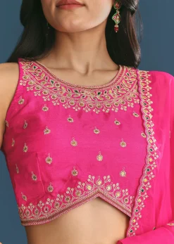 Pink Silk Lehenga Dupatta Set With Zari And Sequins Work
