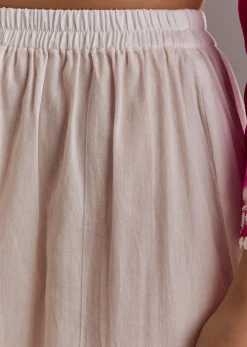 Pink Silk Moti Embroidered Kurta Set With Organza Dupatta
