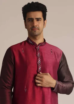 Pink Silk Ombre Kurta Set