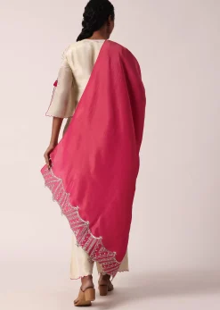 Pink Silk Palazzo Set With Embroidered Kurta