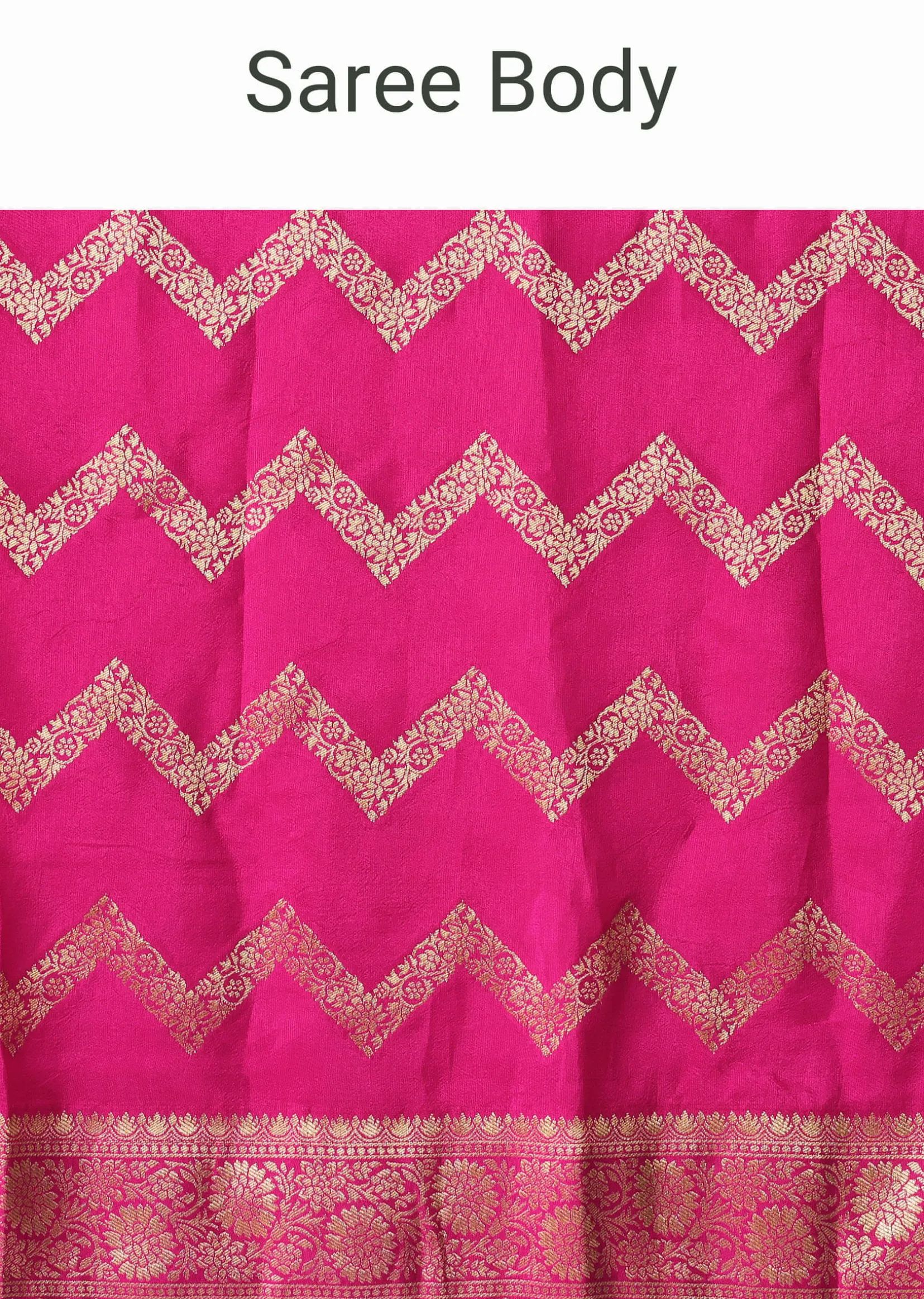 Pink Silk Saree with Zari Zig Zag Detail And Unstitched Blouse Piece