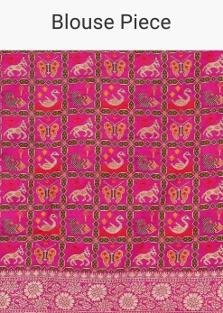 Pink Silk Saree with Zari Zig Zag Detail And Unstitched Blouse Piece