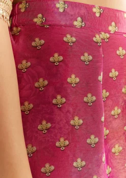 Pink Tissue Mirror Stone Embroidered Kurta With Printed Sharara