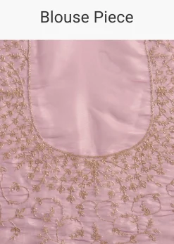 Pink Tissue Saree With All Over Stone Embellishment And Cutdana Scallop Border