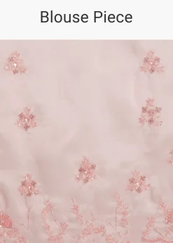Pink Tissue Saree With Heavy Cutdana And Beads Embroidery