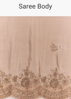 Pink Tissue Saree With Scallop Border
