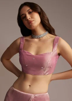 Pink Tissue Saree with Sequins and Cutdana Embroidery