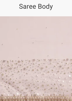 Pink Tissue Saree With Sequins Embellished Border