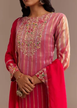 Pink Tissue Zardosi Embroidered Palazzo Set