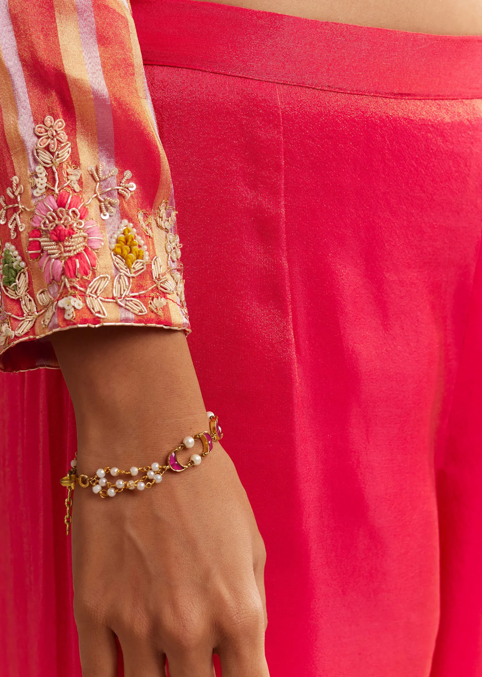 Pink Tissue Zardosi Embroidered Palazzo Set