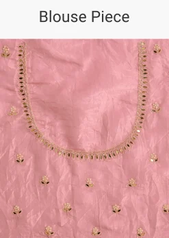 Pink Tissue Zardozi Saree With Scallop Border