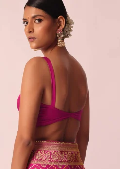 Pink Woven Saree In Silk With Bandhani Motifs And Unstitched Blouse Piece