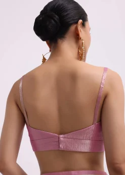 Pink Zari Woven Chanderi Saree With Unstitched Blouse
