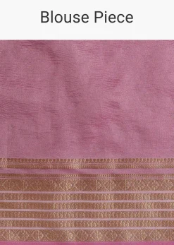 Pink Zari Woven Chanderi Saree With Unstitched Blouse