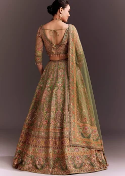 Pista Green Embroidered Lehenga Set