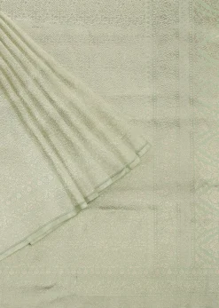 Pista Green Handloom Banarasi Saree In Uppada Silk With Brocade Weave And Unstitched Blouse