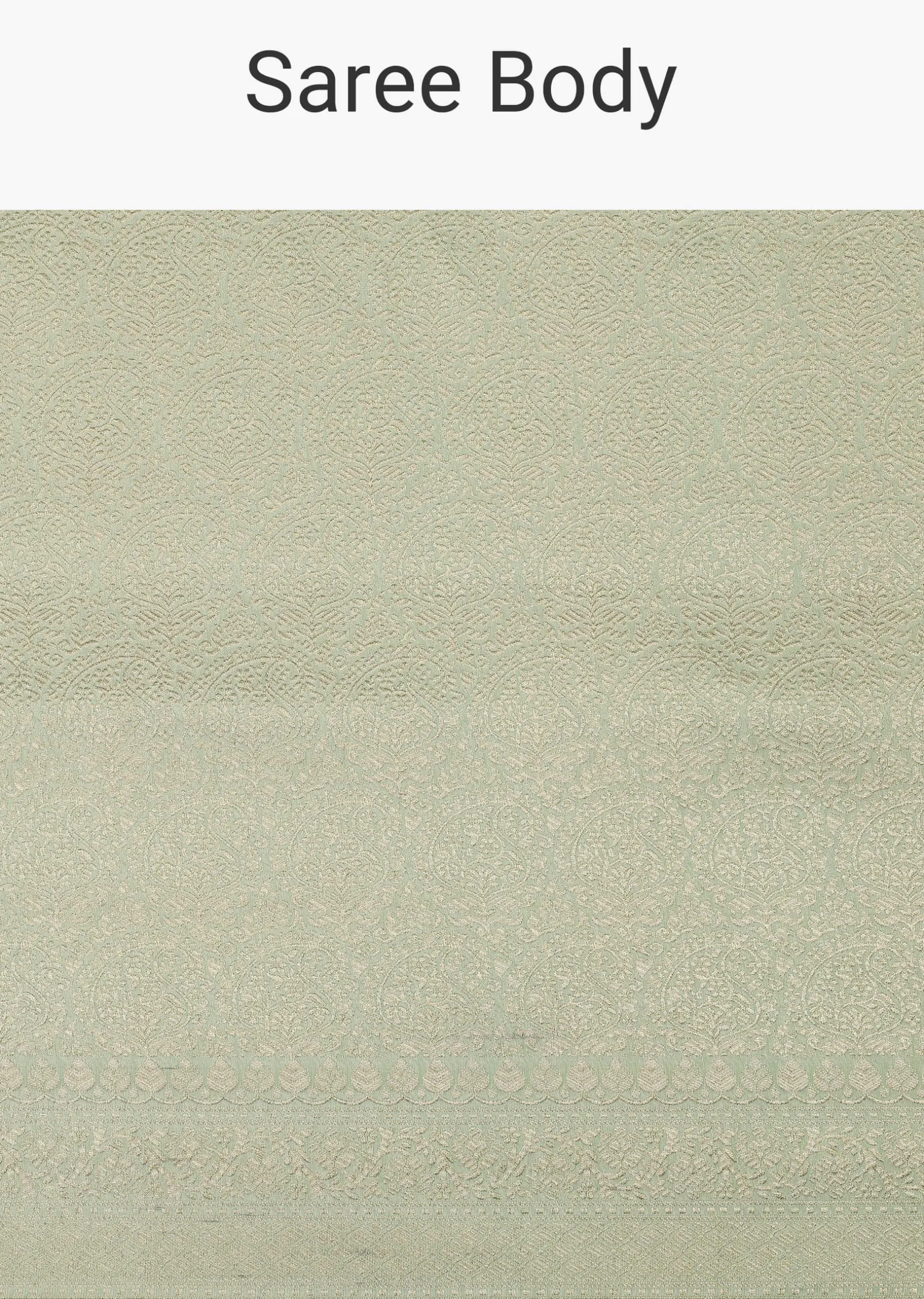 Pista Green Handloom Banarasi Saree In Uppada Silk With Brocade Weave And Unstitched Blouse