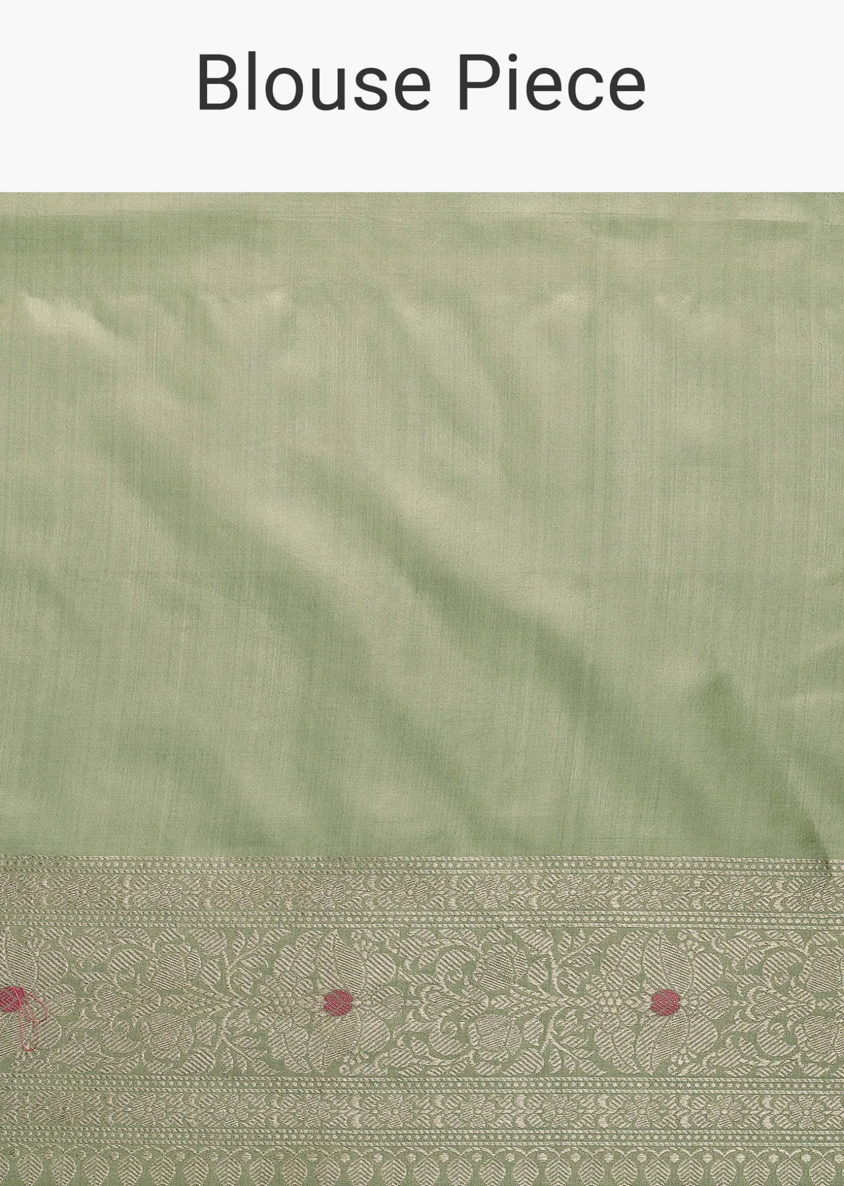 Pista Green Handloom Banarasi Saree In Katan Silk With Meenakari Weave And Unstitched Blouse