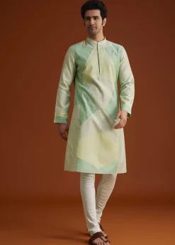 Pista Green Kurta Set In Contemporary Design