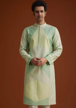 Pista Green Kurta Set In Contemporary Design