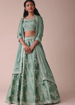 Pista Green Lehenga With Handwork Embroidery