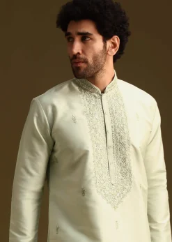 Pista Green Resham Work Kurta and Pant