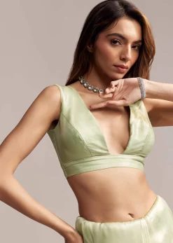 Pista Green Tissue Saree With Butti Work Embroidery
