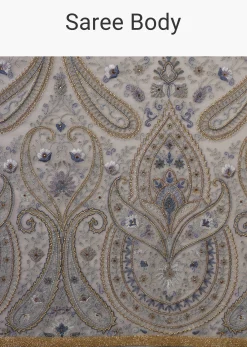 Powder Blue Saree Kashmiri Embroidered In Georgette