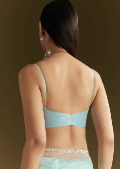 Powder Blue Tissue Embroidered Saree With Scallop Border