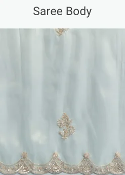 Powder Blue Tissue Saree With Cutdana Embroidery