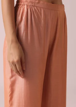 Powder Peach Chanderi Kurta And Pant Set