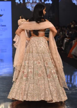 Powder Pink Festive Silver Pink Bela Lehenga Set In Embroidery And Halter Blouse - NOOR 2022