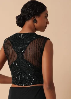 Pre Stitched Black Saree With Cut Dana Embellishments