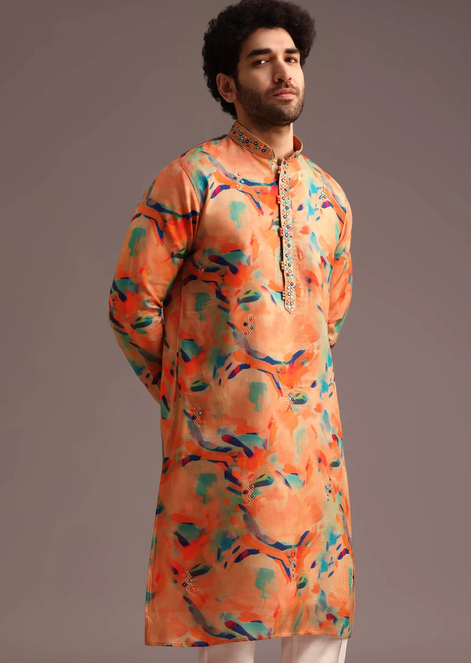Print Multi Colour Abstract Print Kurta And Pant
