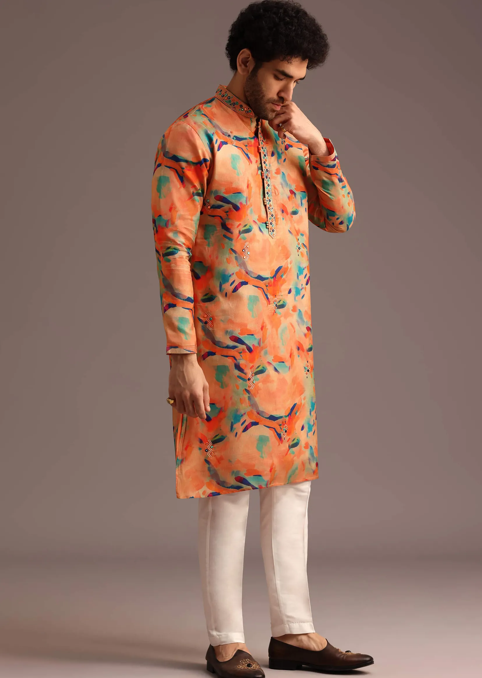 Print Multi Colour Abstract Print Kurta And Pant