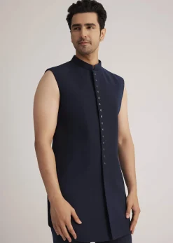 Prussian Blue Sherwani Set With Stone Work Detailing