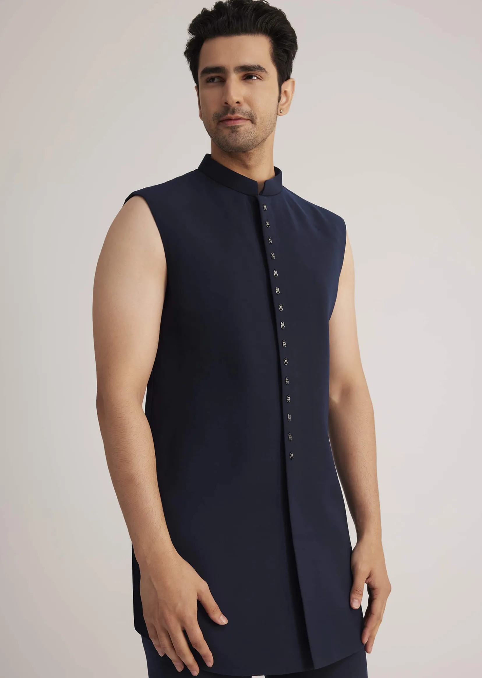 Prussian Blue Sherwani Set With Stone Work Detailing