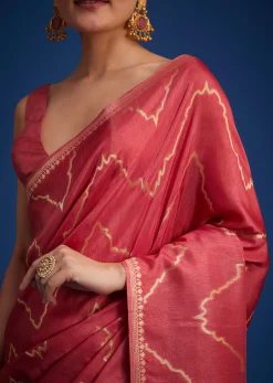 Punch Pink Silk Saree With Zari Accents On Pallu And Border